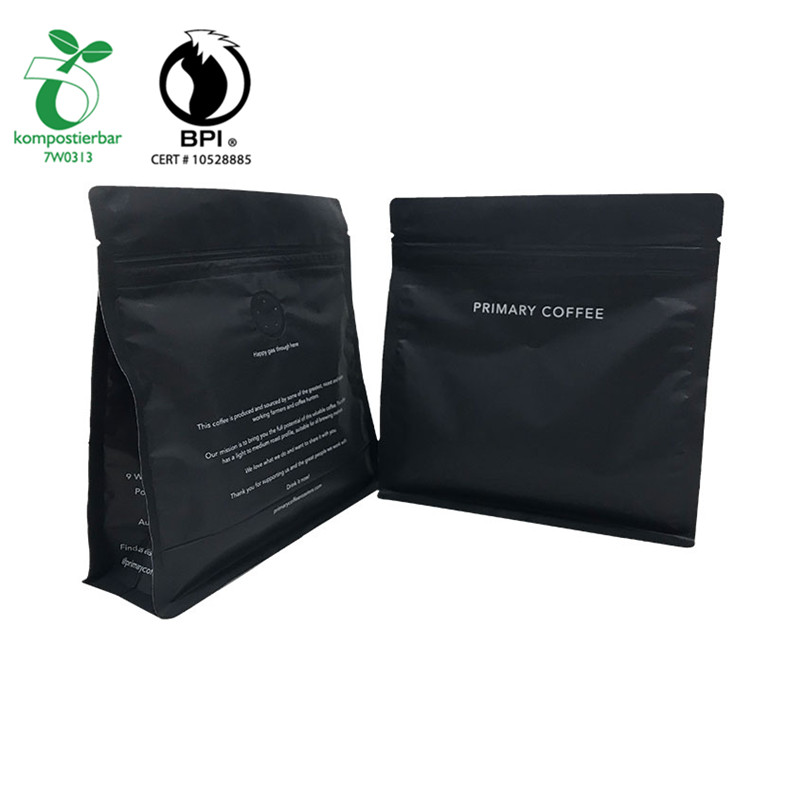 Мешок для упаковки матового черного кофе с индивидуальной печатью из 100% кукурузного крахмала из Китая
