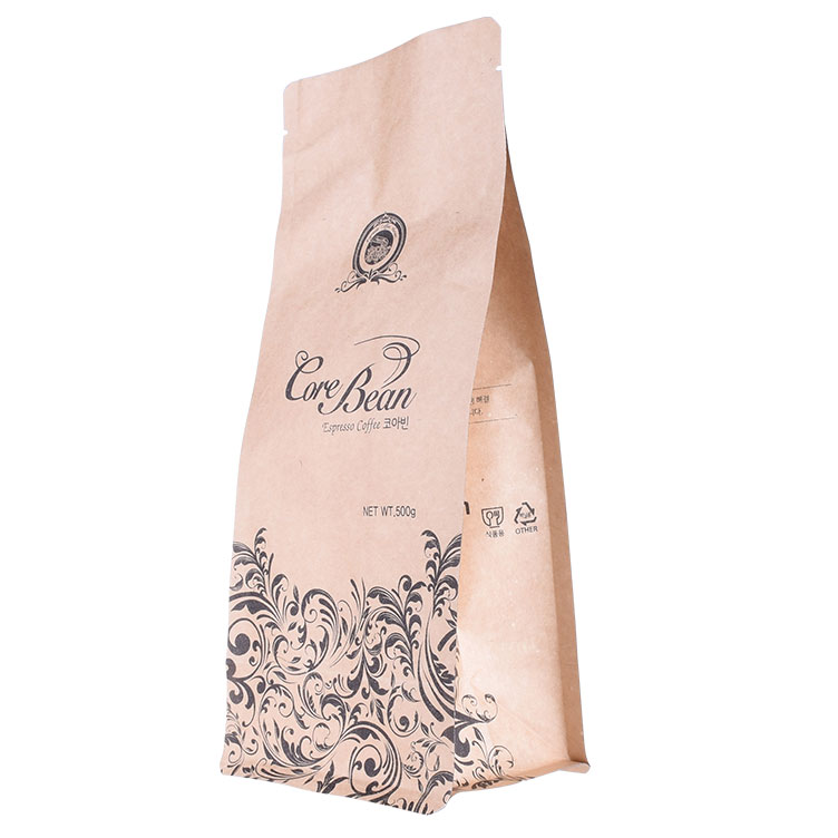 Биоразлагаемый мешок для кофе с плоским дном из крафт-бумаги на основе биоразлагаемого кофе с клапаном
