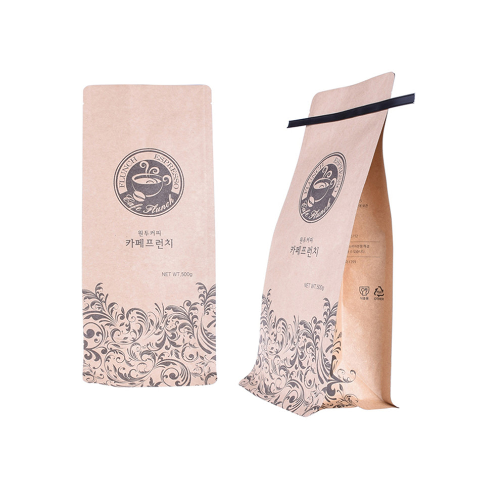 Реселабле напечатанный компостабле мешок чая мешка кофе плоского дна бумаги Крафт упаковывая с оловянным галстуком