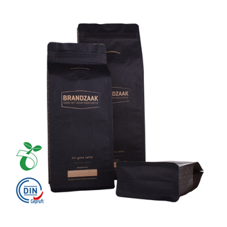 Пакет для кофе из крафт-бумаги с плоским дном из биоразлагаемой бумаги