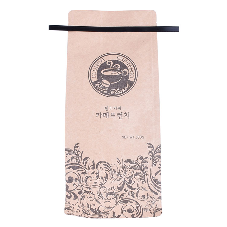 Биоразлагаемый мешок для кофе с плоским дном из крафт-бумаги на основе биоразлагаемого кофе с клапаном