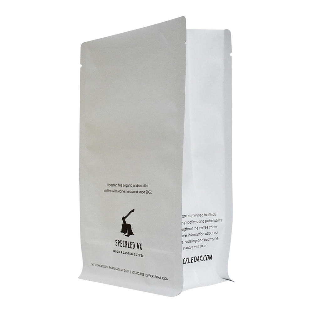 Термо закрывающийся биоразлагаемый пакет с плоским дном 250 г для кофейной еды с застежкой-молнией и надрезом для разрыва