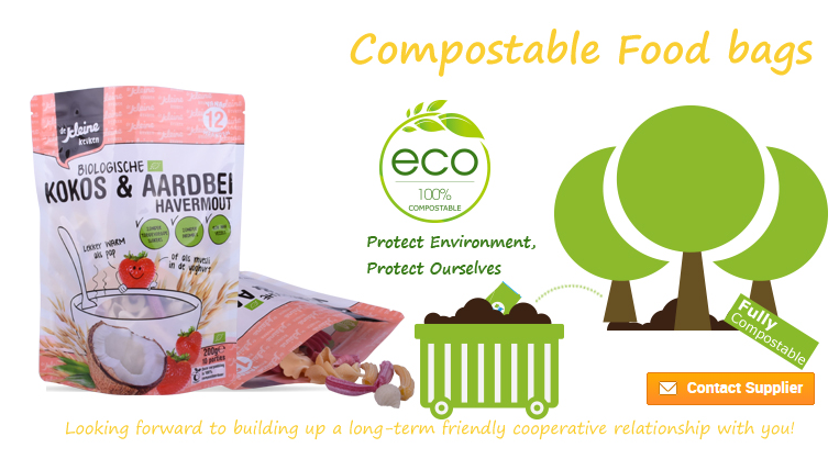Пользовательский печатный биоразлагаемый и компостируемый пакет для упаковки пищевых продуктов на молнии из PLA, крафт-бумажный пакет для кофе, чая, орехов, еды