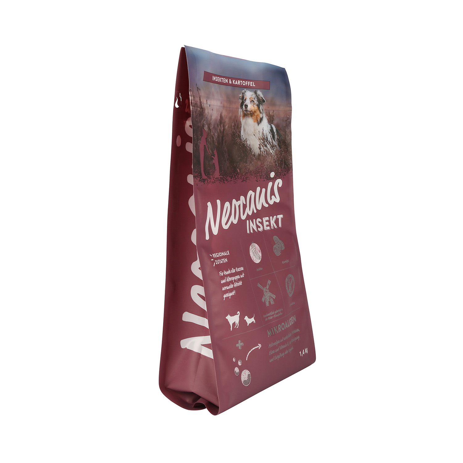 Большая емкость для печати, пригодная для вторичного использования, с боковой вставкой, красная сумка для упаковки пищевых продуктов для домашних животных, с карманом на молнии