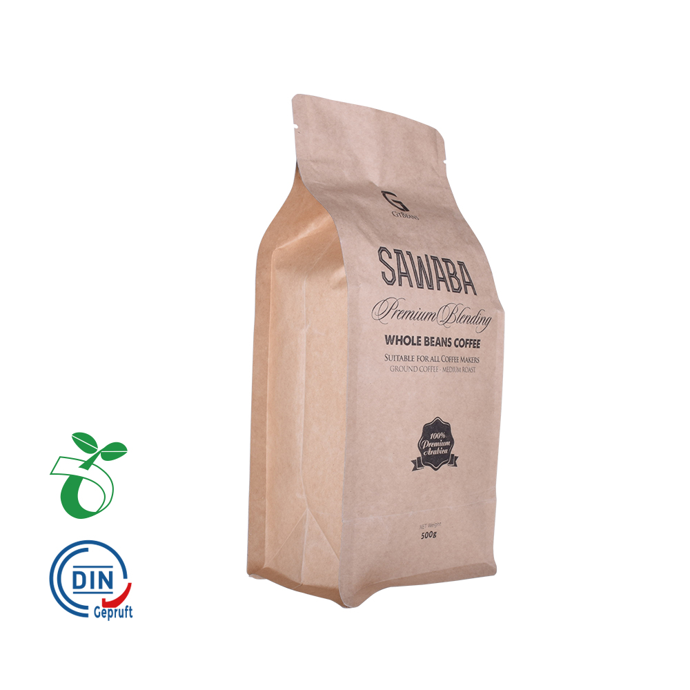 Оптовые биоразлагаемые молния Коричневые крафт-бумажные пакеты Упаковка для чая / пищевых продуктов Стойкая бумажная сумка на молнии