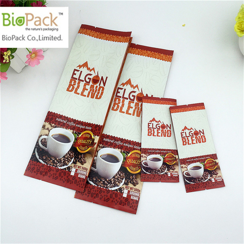 Пакет для упаковки кофейных зерен с боковой вставкой на заказ из 100% биоразлагаемого кукурузного крахмала из Китая