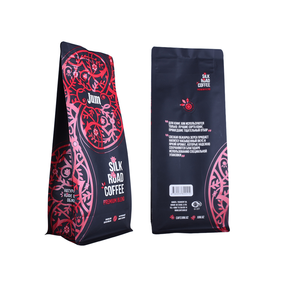 Биоразлагаемый Ресалабле индивидуальный пакет для кофе с плоским дном из крафт-бумаги с клапаном и застежкой-молнией
