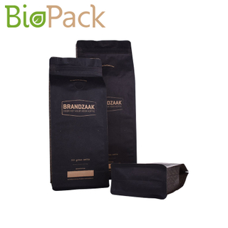 Крафт-бумага с плоским дном PLA биоразлагаемый упаковочный пакет для кофе с клапаном