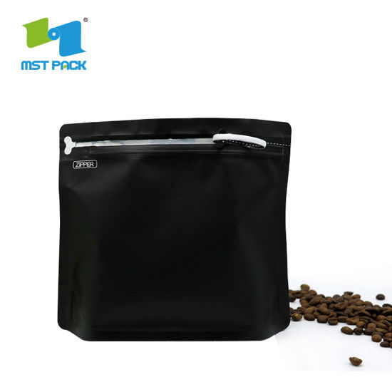Китай Поставщик Custom Print Flat Bottom Food Grade 500g 1kg Упаковка Алюминиевая фольга Ziplock Custom Label Compostable Matt Black Coffee Bag