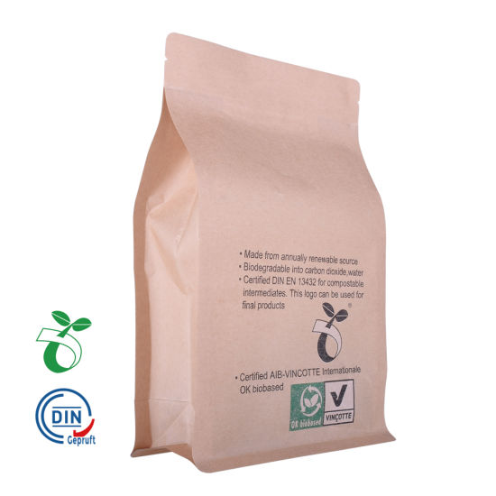 Эко крафт-бумага молния плоское дно капельного мешка для кофе кукурузный крахмал биоразлагаемый мешок PLA