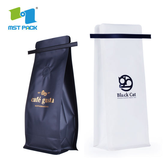 Индивидуальная печать с плоским дном Gusset Compostablee Пользовательская печать из алюминиевой фольги Биоразлагаемые пакеты для кофейных зерен Упаковка