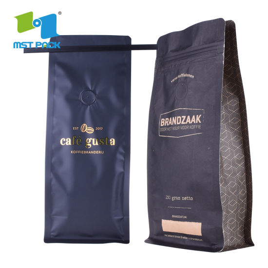 Индивидуальная печать с плоским дном Gusset Compostablee Пользовательская печать из алюминиевой фольги Биоразлагаемые пакеты для кофейных зерен Упаковка