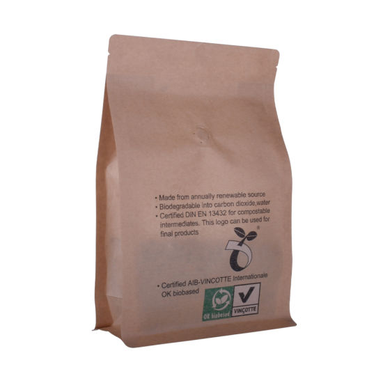 PLA пластиковый биоразлагаемый мешок с плоским дном из крафт-бумаги для кофейных зерен 250 г с клапаном