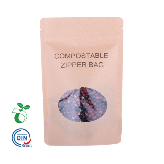 Биоразлагаемые упаковочные пакеты с застежкой-молнией Экологичная компостируемая упаковка для пищевых продуктов Перерабатываемые бумажные пакеты с окном