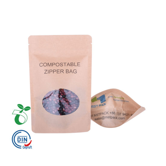 Пакеты для упаковки пищевых продуктов с индивидуальным принтом Кукурузный крахмал Биоразлагаемый компостируемый пакет 100% переработанный бумажный пакет Fsc