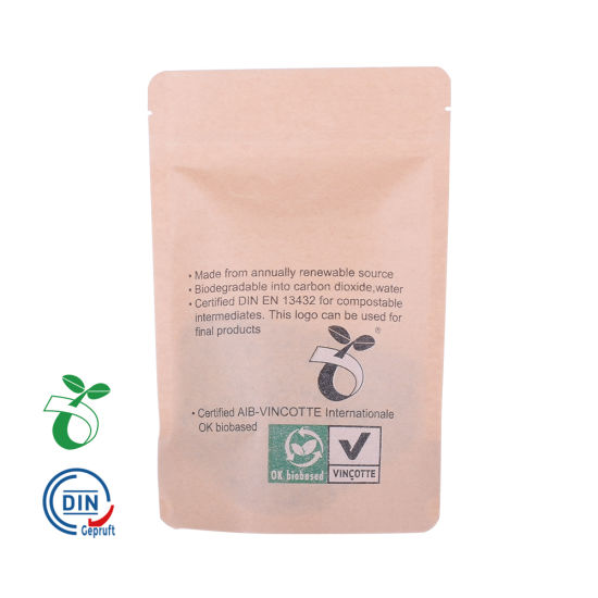 Биоразлагаемые упаковочные пакеты с застежкой-молнией Экологичная компостируемая упаковка для пищевых продуктов Перерабатываемые бумажные пакеты с окном