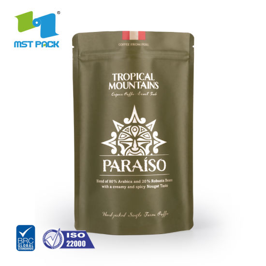Экологичная упаковка / повторно закрывающиеся пакеты с печатью на заказ / биоразлагаемый пакет для кофе
