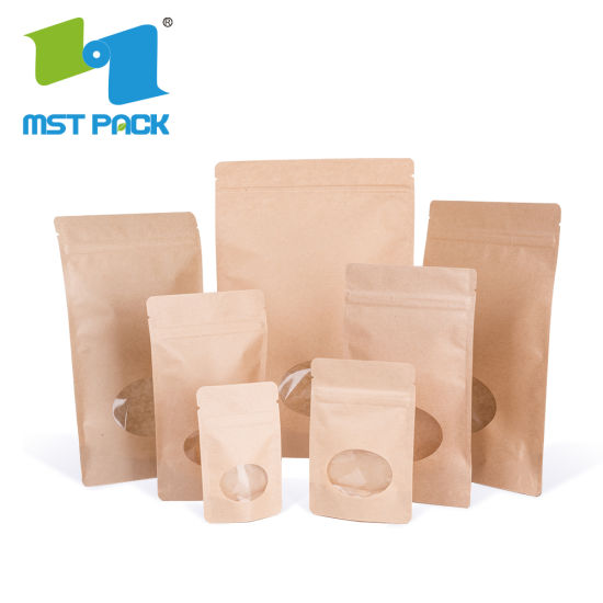 Индивидуальная печать с круглым дном, биоразлагаемые упаковочные пакеты для кофейных зерен, вставные пакеты с застежкой-молнией и окном